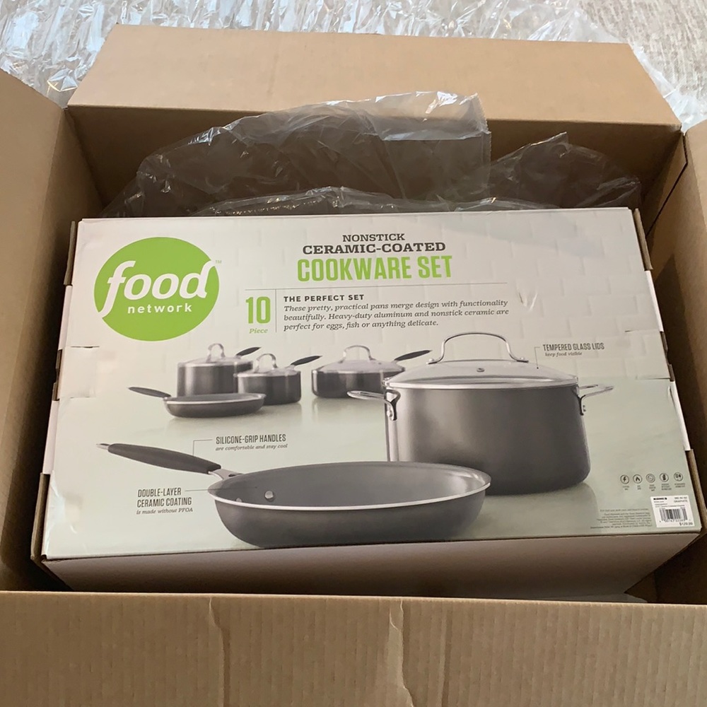 Food Network 10 piece cookware set. Never opened